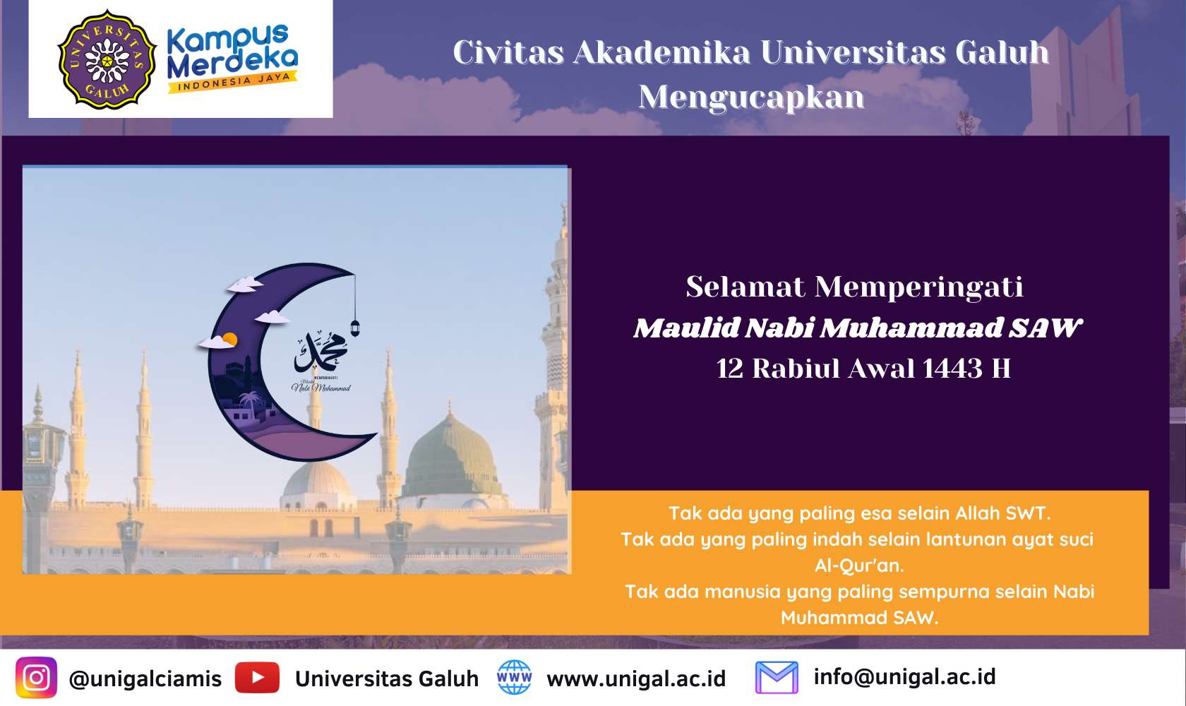 Selamat Memperingati Maulid Nabi Muhammad SAW 12 Rabi`ul Awwal 1443 H